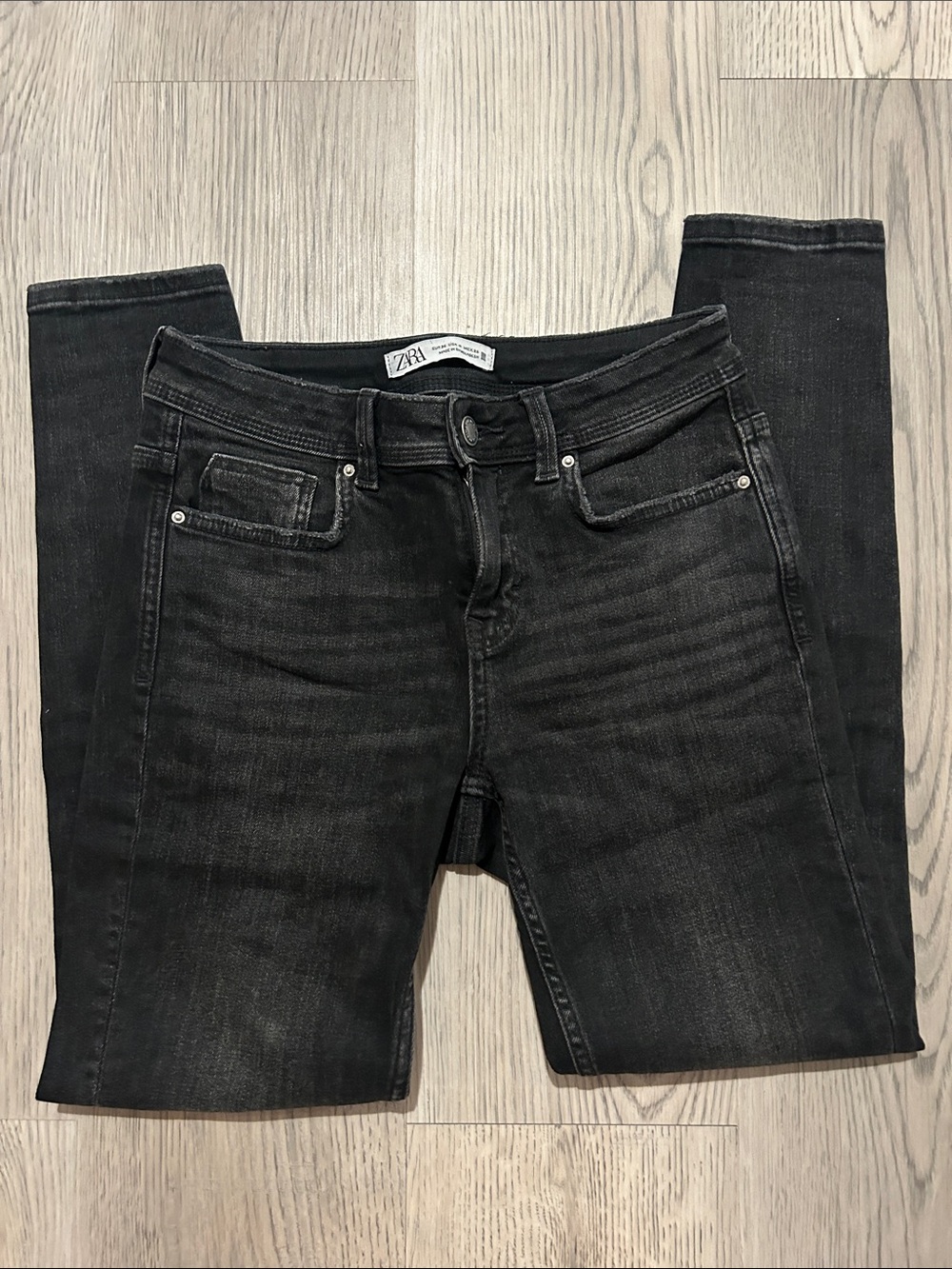 Zara Women's Washed Black Skinny Jeans